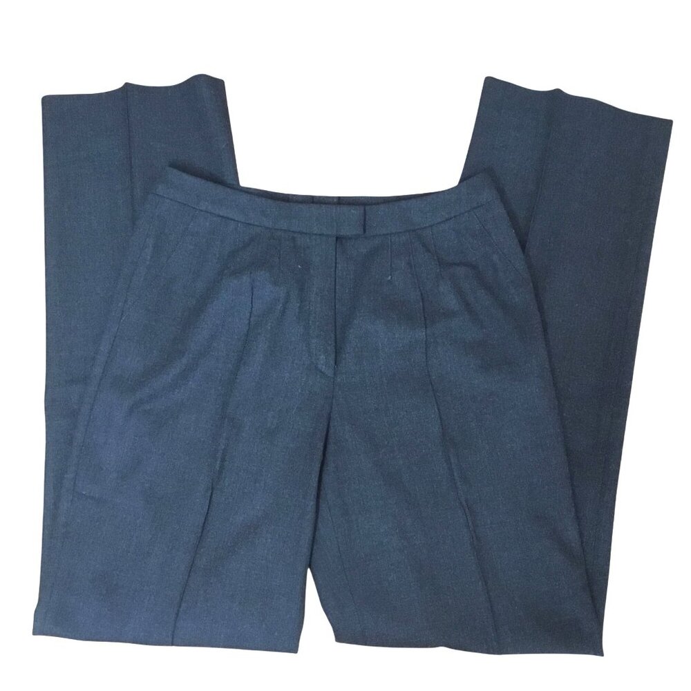 ESCADA Slate Gray Pleated Wool Stretch Dress Pants Tailored Trousers EU 36 Sz